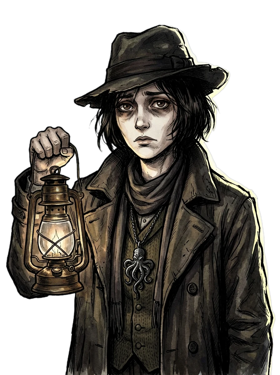 Retrato de uma investigadora dos anos 20 com lampião